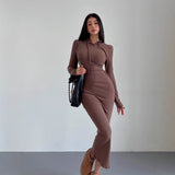 Pure Autumn And Winter Dress Femininity Bag Over The Knee Dress Babes Hooded Long Sleeves Long Skirt
