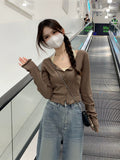 2026 Early Autumn New T-Shirt Long Sleeve Pure Desire To Hang The Design Of A Small Two-Piece Set Of Unique Top