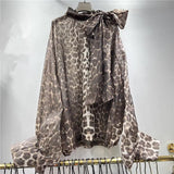 Personalized Street Leopard Trinkage With Big Butterfly Exaggerated Lantern Long-Sleeved Irregular Jacket Shirt Early Autumn Trend New