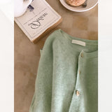 KANING Tender Love Buckle Pink Knitted Cardigan Women 2026 Autumn New Women's Clothing Outside The Small Open Shirt
