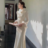 Pupping And A Hipfish-Tailed Cheongsam Long-Sleeved Dress Woman 2025 New Autumn And Winter Sense Small Niche Dress