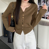 KANING Autumn's New Korean Version Of The Single-D Row Metal Buckle Temperament Knitted Cardigan Women's Short Sweater Coat