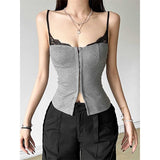 Design Sense Gray Splicing Sling Vest Women Autumn And Winter New Slimming On The Small Clothes