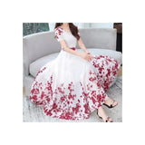 Elegant Style Print U-Neck With Lining High-Waisted Dress Summer Girl Middle-Nummer Mother Temperament A-Dress Dress