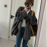 KANING Lazy Wind Loose V-Neck Knitted Cardigan Women's New Design Sensing Pocket Sweater Coat For Autumn And Winter 2026
