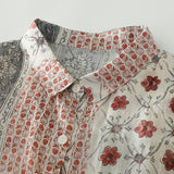 Light-Colored Print Half-Sleeved Shirt Chinese Wind And Mashed Flower Shirt French Literary Thin Women's Top Summer