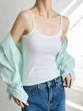 Ice Thread Short Knitted Fine Strap Sling Sling Vest Woman With Chest Pad In The Body Of A Suit And Bottom Shirt Wear