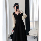 Spring And Autumn New High-End Women's Clothing Cold And Light Wind Early Autumn Waist Dress Unique Meat-Covered Hepburn Small Black Dress