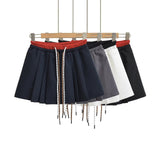Autumn New Color Double Waist Rope 100 Folding Short Skirt Korean Age-Red Waist Draw Rope Anti-Walking A-Word Half Skirt