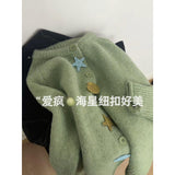 KANING Milk Green Gentle Wind High-End Knitted Cardigan Women 2026 Autumn And Winter New Small Sweater