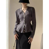 KANING French Small Fragrant Fishtail Knitted Cardigan 2026 Spring New V-Neck Temperament Design Sweater Jacket