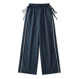 Hottie Summer Personality Strap Fast Dry Pants Loose Broad Leg Trousers Straight Through The Mop Tight Waist Pants