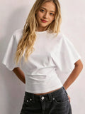 T-Shirt Round Collar Collar Short-Sleeved T-Shirt Girl Summer Bred Hot Girl Solid Color Loose Bottom Top Woman T-Tide