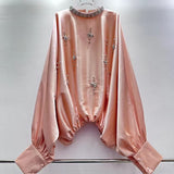 Heavy Industry French Court Style Drilled Bat Sleeve Design Small Fashion Quality Shirt 2025 Autumn And Winter New