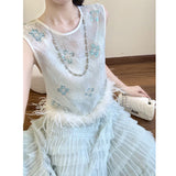 Water Cloud Summer New Chinese Style Silk Coat Vest Suit Women Two-Piece Skirt Tide