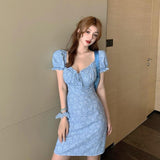 French Small Broken Flower Dress Girl Summer Collar Collar Orange Tanneme Short Skirt Sexy Crumb