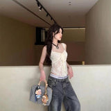 Summer New Pink Bow Lace Sling Female Korean Version Of Pure Hot Girl Short Inside And Outside To Wear Clothes