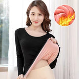 Fashion Plus Thick Warm Round Collar Long-Sleeved T-Shirt Women Autumn And Winter Solid Color Tight Body On The Bottom Shirt Clothes