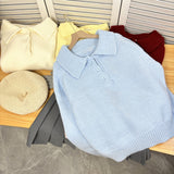 KANING Gentle Wind And Milk Sweet Soft Glutinous Polo Collar Sweater Women 2026 Autumn And Winter New Loose Temperament Knitting Shirt