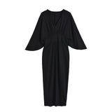 Autumn Languid French Elegant Dress Famous Temperament Babes V-Neck Loose Cuff Dress