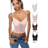 Sexy Hottie Lace Pink Sling Vest Woman Spring New Slimming Short Korean Version Of The Top Tide
