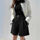 Hairy Shorts Women's Autumn And Winter 2026 New High-Waisted Outer Five-Point Trousers Small Letter Type Broad-Legged Trousers