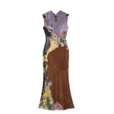 2025 New Three-Color New Chinese Style Before And After Two Crash Color Printing Cheongsam Dress