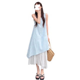 White Vest Dress Women's Summer New French Loose Design In The Long-Term Sling Dress