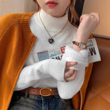 KANING Semi-High-Collar One-Piece Thick Sweater Women 2026 Autumn And Winter Basic Plus Velvet Warm Bottom Knitting Shirt