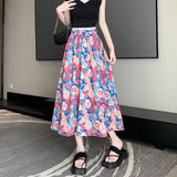 Summer New Art Design Ink Oil Painting Half-Body A Skirt In The Long Seven-Point Skirt