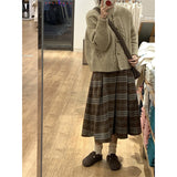 Add Thick Hair, Lattice Half-Dress Women Autumn And Winter Retro College Style Small Man Covering Across The Thin A-Word Long Skirt