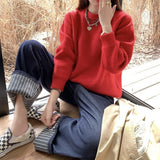 KANING Candy Round-Neck Knitted Shirt 2026 Autumn And Winter New Lazy Wind Casual Bottom With Sweater
