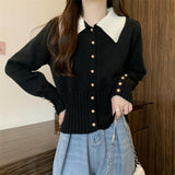 KANING Korean Collider Polo Collidered Polo Knitted Cardigan Women's New Slim Slim Sweater In Autumn And Winter 2026