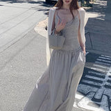 Parma Old Street_French Heroine V-Neck Lattice Sling Skirt 2026 Summer New French Dress