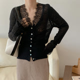 Spring New Lace Sister High-End Knitted Cardigan French Bodywear