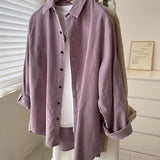 Litid Purple Wicked Shirt 2025 Hong Kong Flavor New Loose Long-Sleeved Casual Coat Shirt Wear