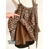 [Double-Sided Leopard-Print Fabric + Ribs] Leopard Print V-Neck Wear Sling Vest Summer New Top Woman