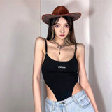 Fashion Sexy Babes Letter Embroidered Sling Vest Women Summer Design Lambed Sleeveless Body Blouse