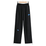 High-Waisted Casual Giose Sweatpants Women 2025 Autumn New Ins Letters Small Leather Standard Loose Thin Trousers
