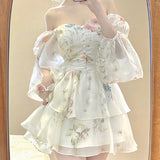 [ Chiffon Fabric + Ribs] French Dress 2025 New Fashion Women's Floral Skirt