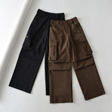 2025 Spring And Summer Hottie Loose High Waist Display Thin Leg Trousers Design Multi-Pocket Trousers Women