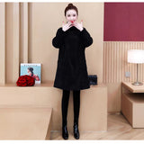 Large-Size Women's Autumn And Winter Thicker Corduroy Dress 2026 New Medium And Long Collar Plus Velvet Winter Skirt