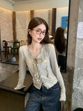 Vintage Strap Design Long-Sleeved T-Shirt Women's Early Autumn Blouse Texture Sweet Thin Inside Bottom Shirt