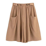 Summer Large-Size Fat MM Tight Waist With Pocket Five-Point Wide Leg Pants Women's Casual Style Loose-Hanging Casual Short Skirts