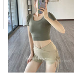 Sports Running Fitness Yoga Clothes Short-Sleeved T-Shirts For Summer Thin Leisure Beauty Back With Thin Short Top