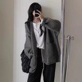 KANING Solid-Colored Large Pocket Knitted Cardigan 2026 Autumn New Lazy Sweater Jacket