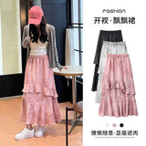 Summer Fainting Lotus Leaf Side Half Dress Korean Version Of Casual Wind Tight Waist A Word Irregular Open Fork Long Skirt