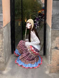 Vintage Print Dress Women's Spring Summer 2025 New High-Rise Thin A-Word Long Skirt