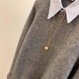 KANING Gray Fake Two-Piece Knitted Jersey Woman 2026 Autumn New Polo Collar Long-Sleeved Sweater Inside