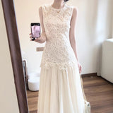2026 Summer French Important Occasion Beautiful Dress Light People Gentle Know Wearing Light Apricot Lace Temperament Dress